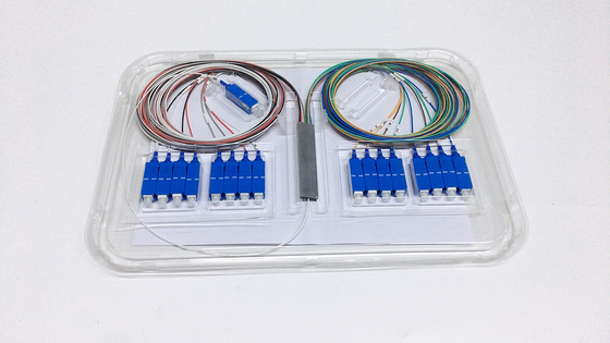 Mini Tube 1x16 PLC Optical Splitter with SC/UPC Connector and 0.9mm G657A Fiber Cable