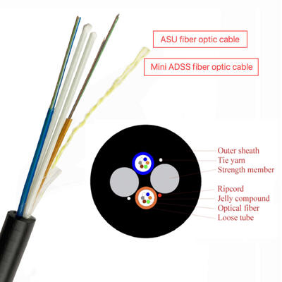 Aerial Overhead Fiber Optic Cable 80M 120M Span USU Optical Fiber Cable 6fo 12fo 24fo / Mini ADSS Cable