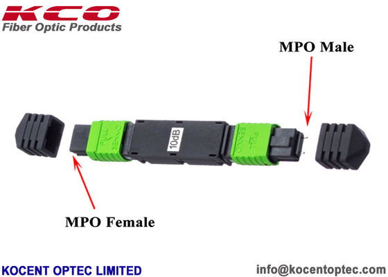 Fiber MTP Optical MPO Attenuator 5dB 7dB 10dB 8core 12core 16core 24core 36core Female To Male For Data Center