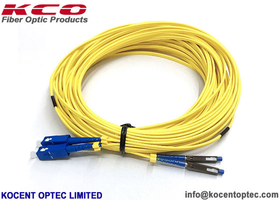 कम सम्मिलन नुकसान फाइबर ऑप्टिक पैच केबल एमयू एसएम DX 2.0 मिमी G657A1 LSZH पीला रंग