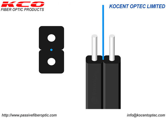 G657A 1core 2wire LSZH ब्लैक इंडोर एफटीटीएच ड्रॉप फाइबर ऑप्टिक केबल